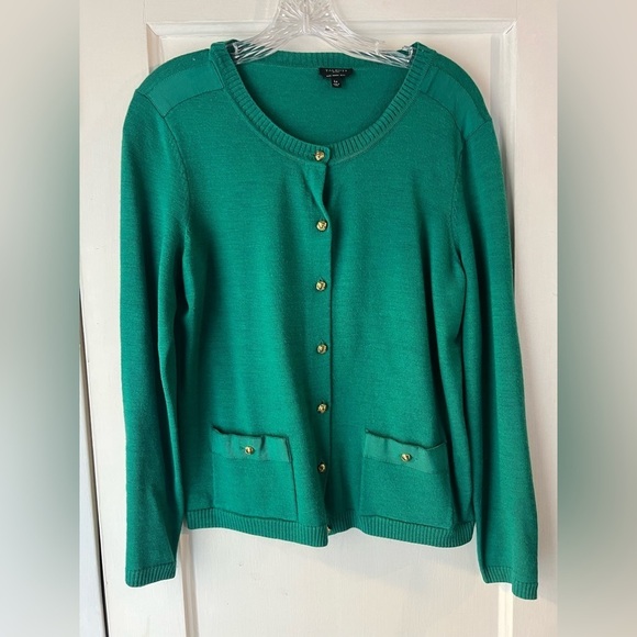 Talbots Merino Wool Cardigan Gold Buttons L petite - Picture 5 of 7